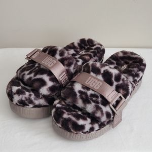 UGG Fluffita Slip-On Slippers Slides Animal Print Size 9 Womens NWOT